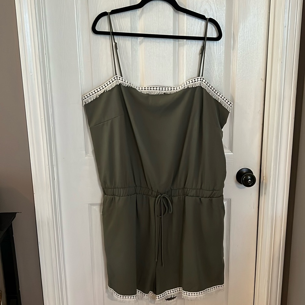 Green Romper with White Detailing